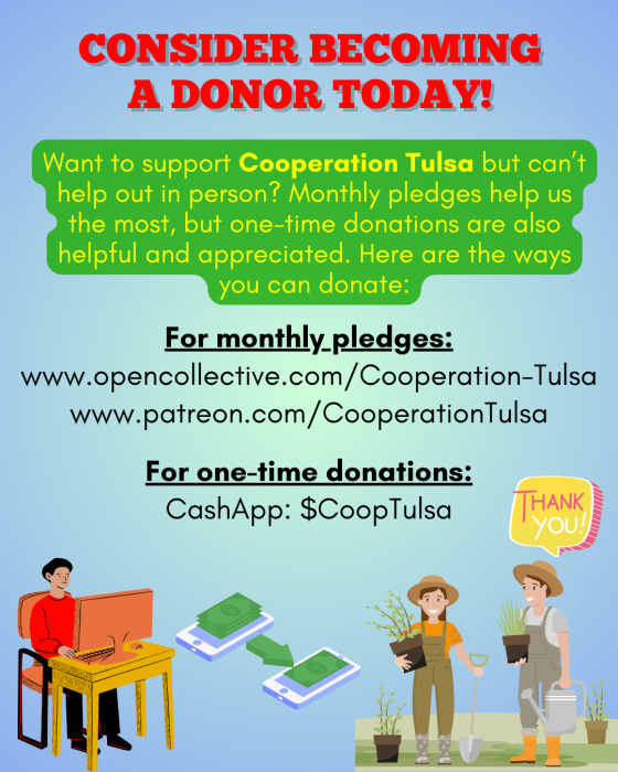 Donation information for Cooperation Tulsa