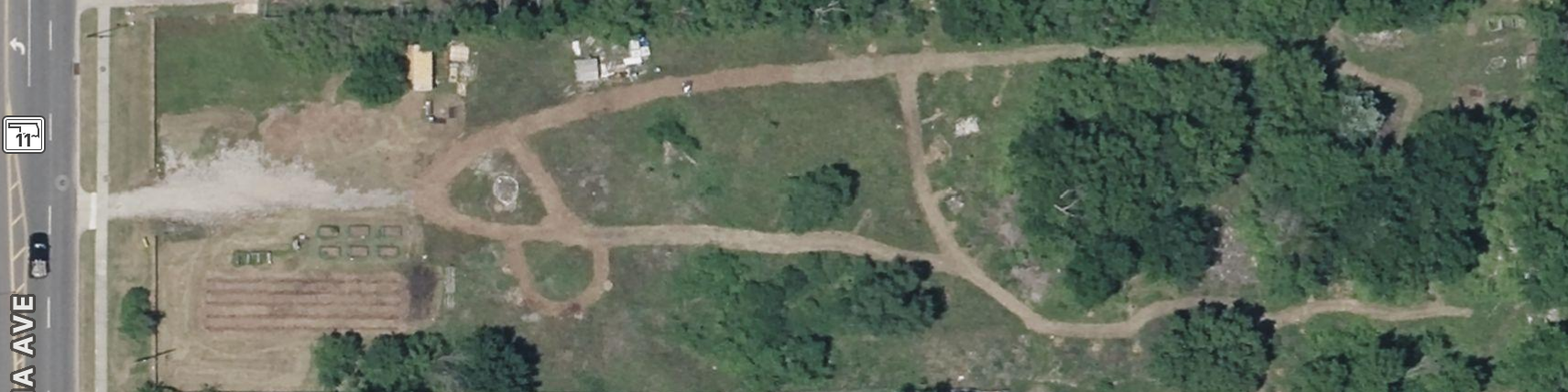 Aerial view of Flat Rock community garden site