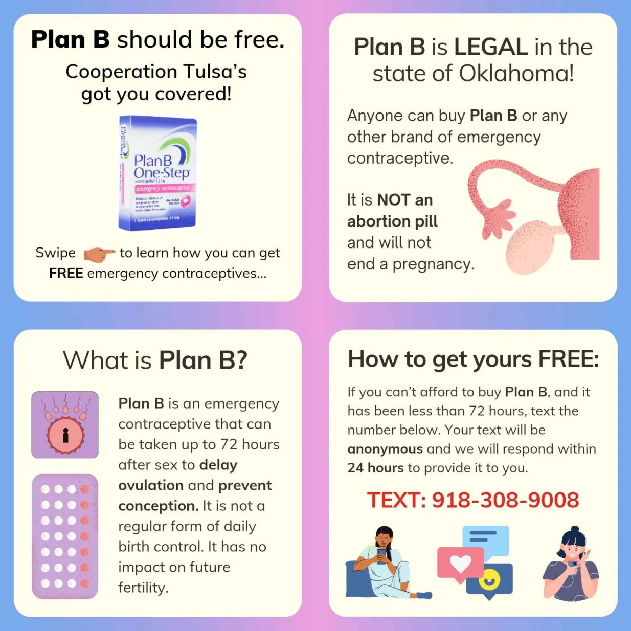 Free Plan B emergency contraceptive resource from Cooperation Tulsa
