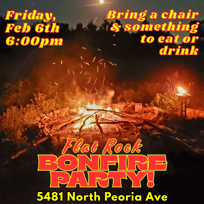 Flat Rock bonfire party flyer