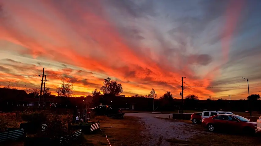 Sunset over Flat Rock on bonfire night